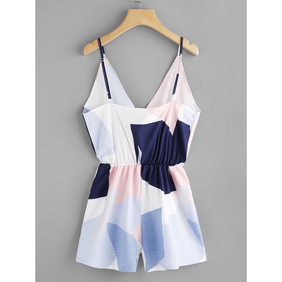 LAST ONE! Geo Printed Surplice Neckline Romper - Picture 4 of 7